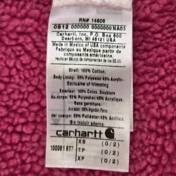 Carhartt Women's XS Sandstone Berkley Tulip Pink Sherpa Lined Hooded Canvas Vest - Picture 6 of 12